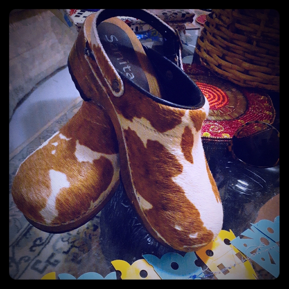 Sanita authentic cow hide clogs
